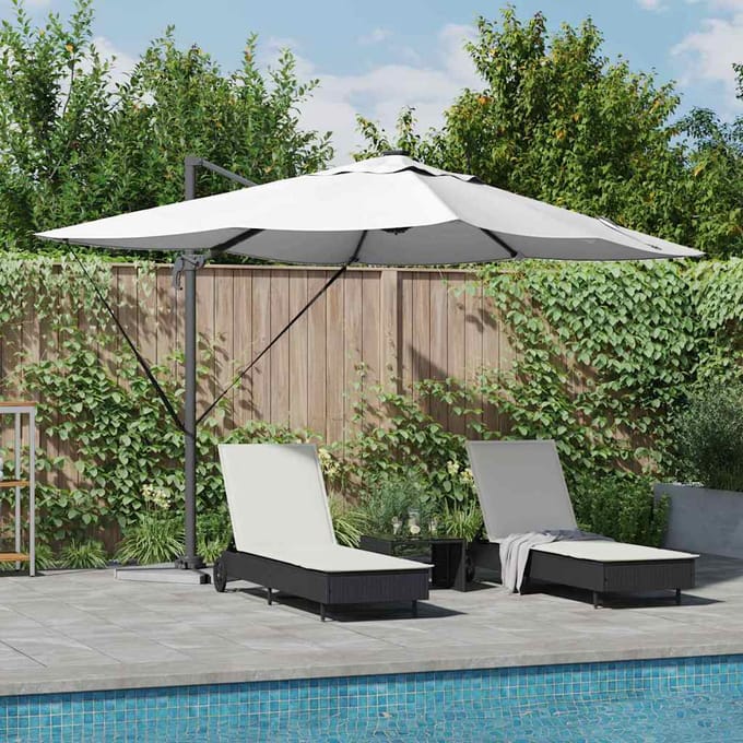 vidaXL - Parasol - 352 - x - 251 - x - 265 - cm - Polyester - en - Aluminium - Zand
