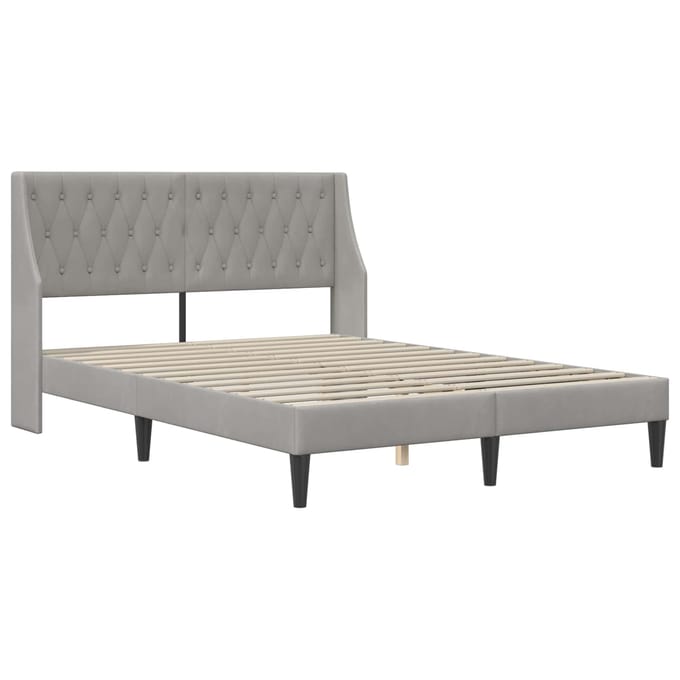 vidaXL - Bedframe - met - hoofdeinde - Lichtgrijs - 140 - x - 200 - cm - Fluweel