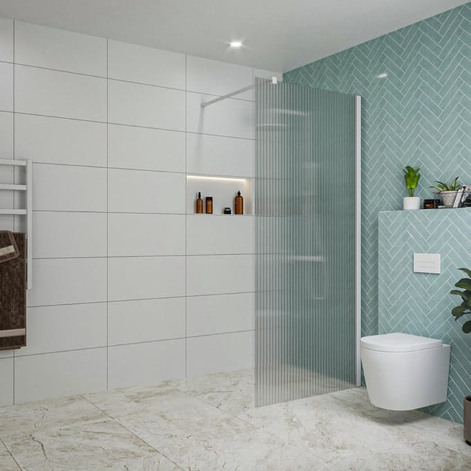 FugaFlow Eccelente Vetro inloopdouche badkamer - 90x200cm - ribbelglas - wandarm - mat wit -