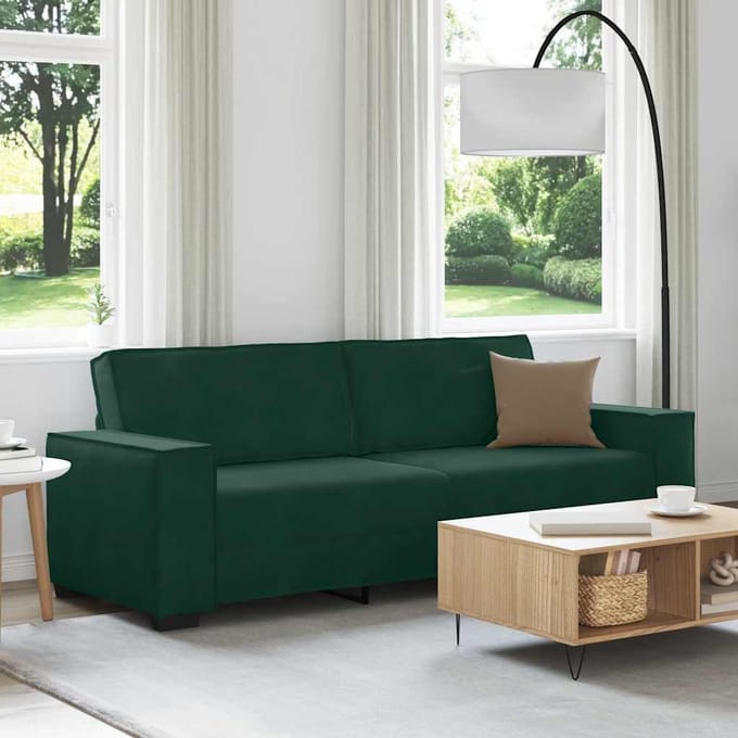 vidaXL - Driezitsbank - 220x78x84 - cm - fluweel - donkergroen