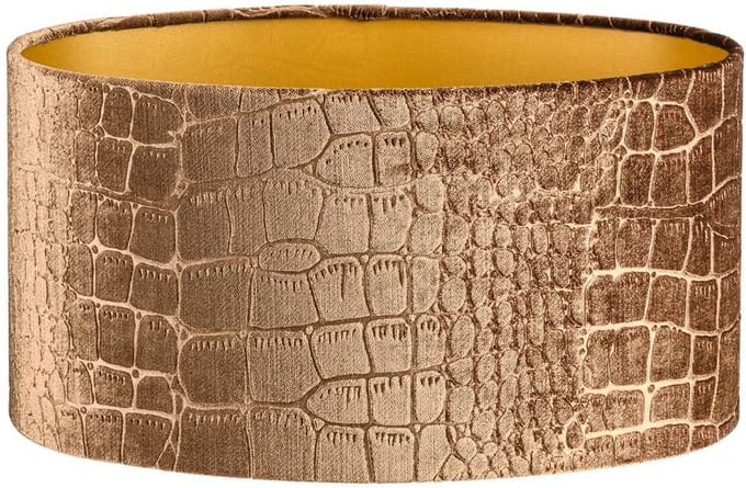 Lampenkap ovaal - 30x20x16cm - Croco bronze - gouden binnenkant