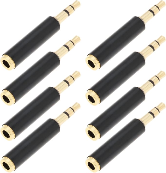 Jack Converter Adapter - Audio Connector - Signaaloverdracht Geluid - 8 Stuks Set - 3.5mm Plug - Zwart