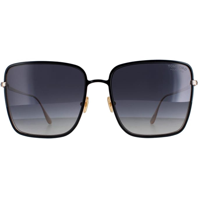 Tom Ford Heath FT0739 01D glanzend zwart grijs gepolariseerde zonnebril