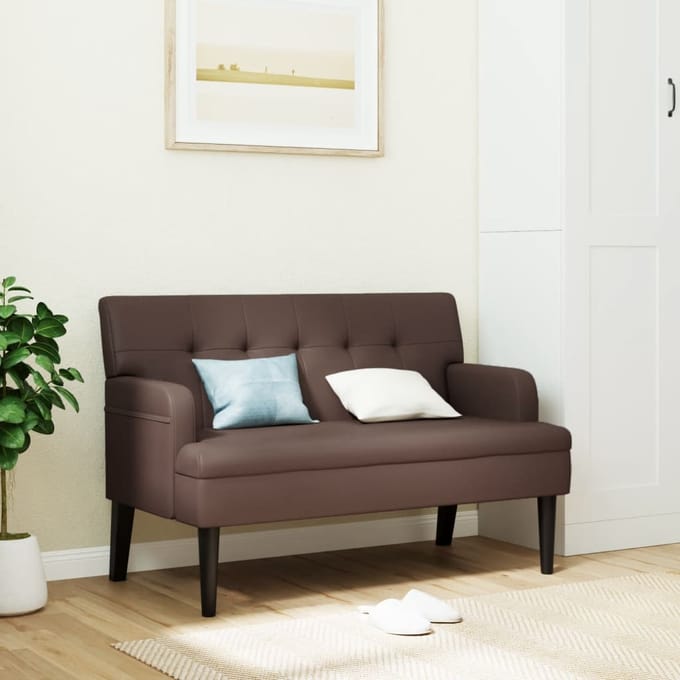vidaXL - Bankje - met - rugleuning - 112x65,5x75 - cm - kunstleer - bruin