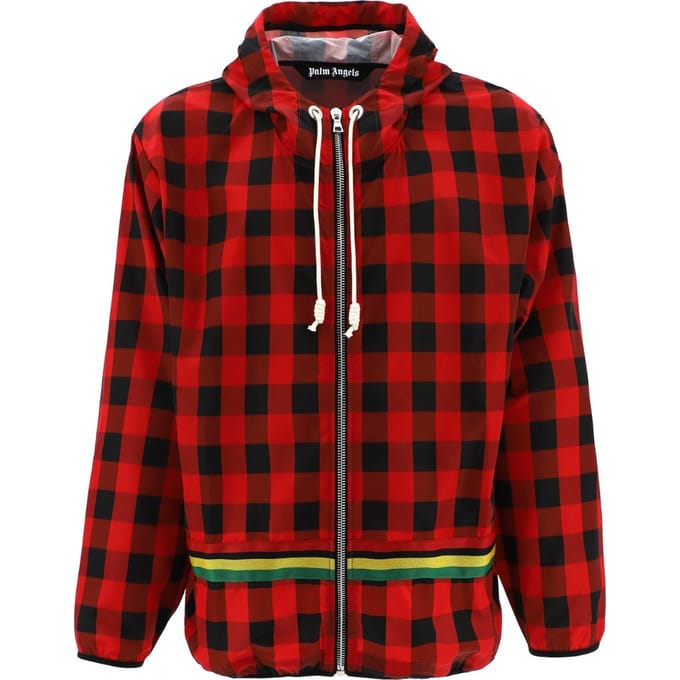 Palm Angels Buffalo geruit windjack rood jack