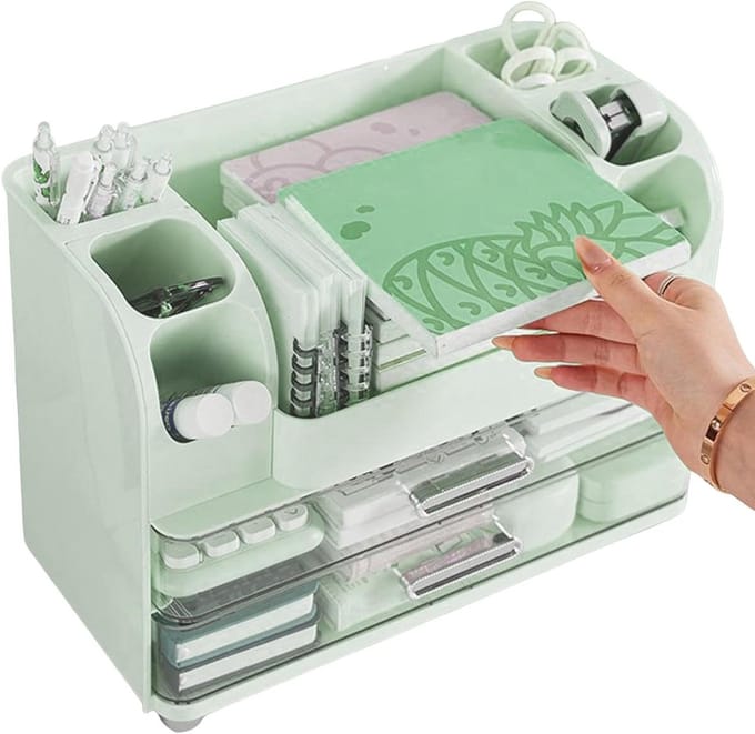 Make-up Organizer - Cosmetica Opberger - Bureau Opruimen - Ruimteoptimaliserend Systeem - 26x20.5x26 cm - groen