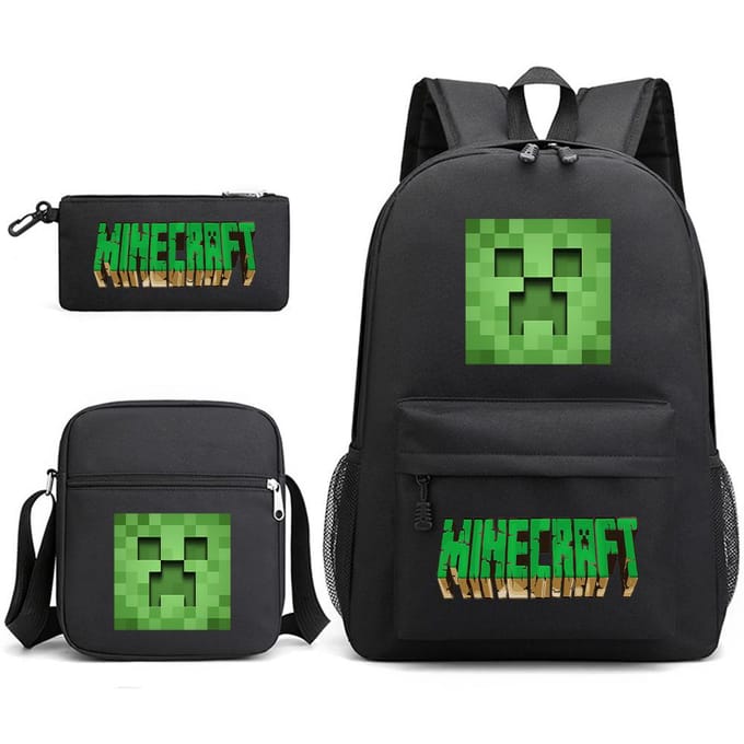 Minecraft Schooltas Game Merchandise Student Grote Capaciteit Print Drie Delige Schooltas Mannen En Vrouwen Three-piece set