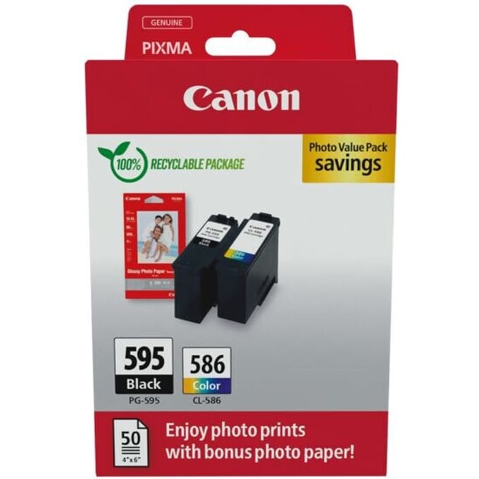 Canon PG595/CL586 PVP inktcartridge 2 stuk(s) Origineel Zwart, Cyaan, Magenta, Geel