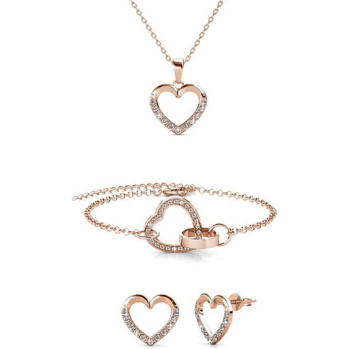 Locked Heart Lovett twee sets - Roségoud en kristal