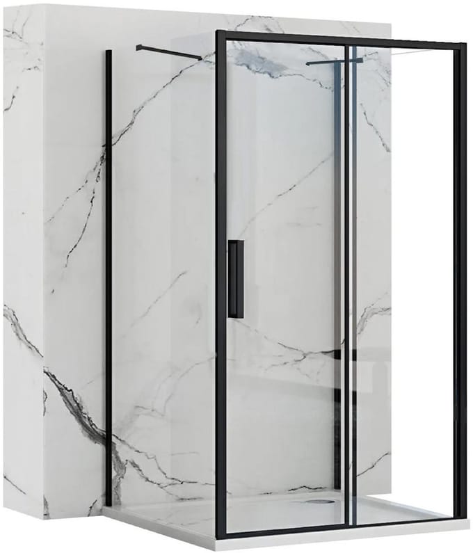 Rea Rapid Slide Black 100X100 - 195 cm - U-Douchecabine - Vierkant - Zwart