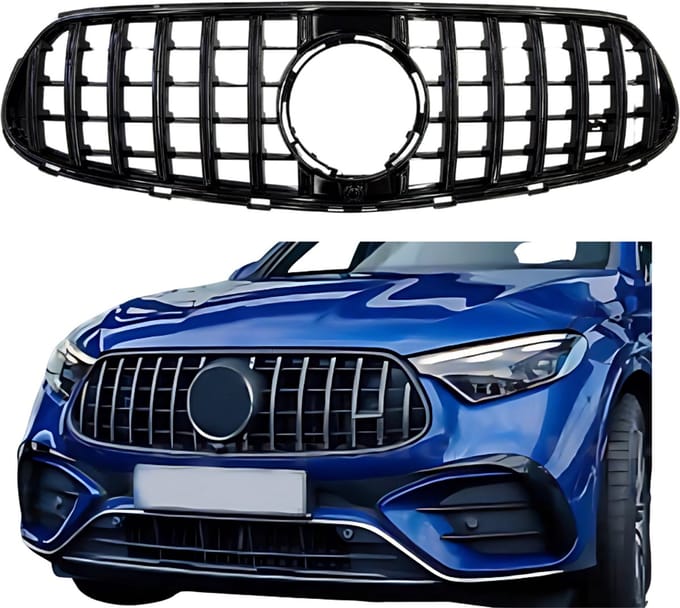 Grill compatibel met Mercedes GLC X254 SUV, C254 Coupe (2022+) Glans Zwart