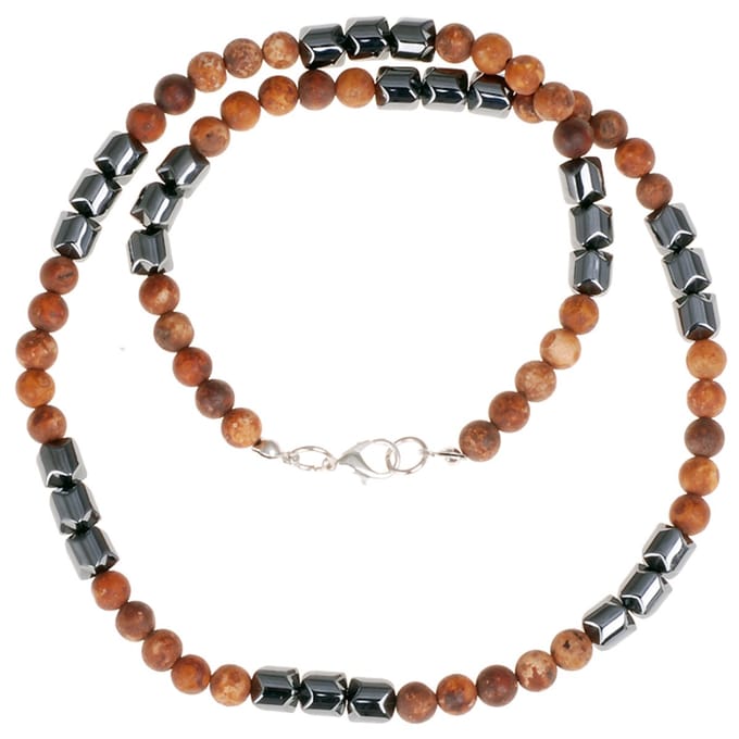 Kralenketting heren Bruin natuursteen en Hematiet