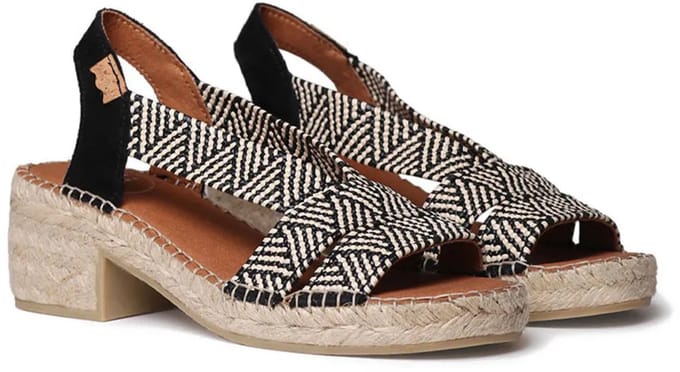 Dames espadrille met brede hak en tweekleurig elastiek | DALYN