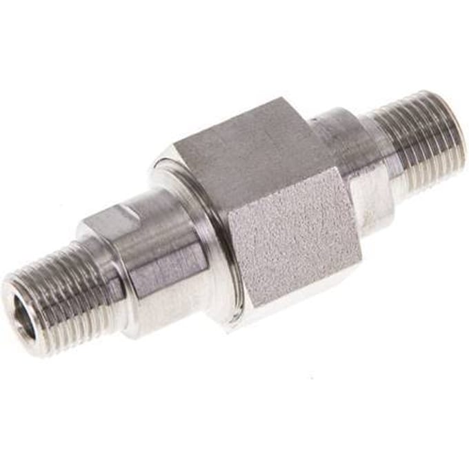 Dubbele Nippel R1/8" Afneembare RVS Vlakke Afdichting PTFE 40bar