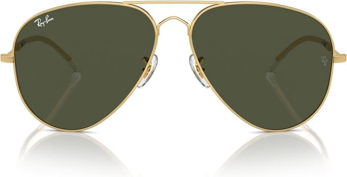 Unisex Aviator Zonnebril Pilotenvorm Goud Groen Glas 58mm