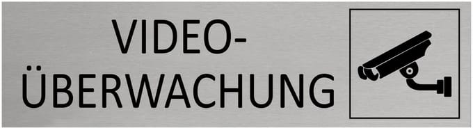 CombiCraft Aluminium Deurbordje "Videoüberwachung " 165x45mm met tape