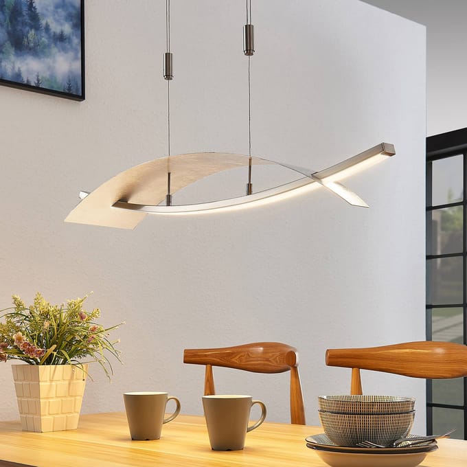 Lucande LED hanglamp Marija, 91 cm, zilver, dimbaar