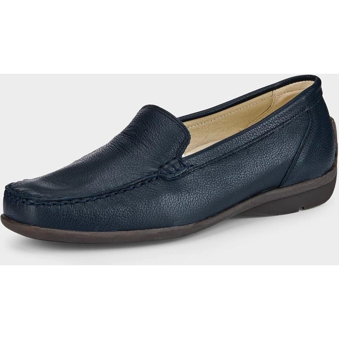 Slippers van echt leer - marine - Gr. 42 van Goldner Fashion