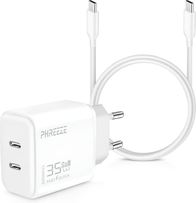 Usb C Adapter Met usb-C Naar usb-C Kabel 2 Meter - 35w Snellader Met GaN Technologie