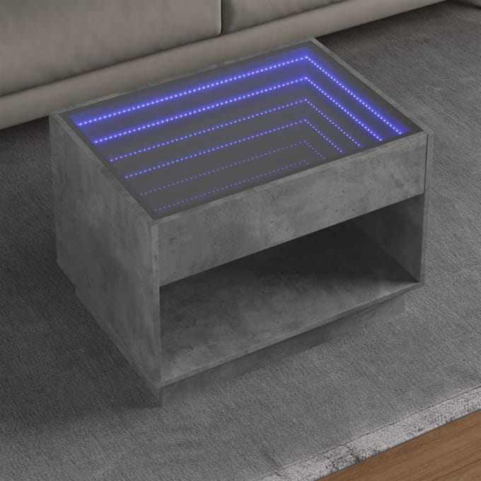 vidaXL - Salontafel - met - Infinity - LED - 70x50x50 - cm - betongrijs