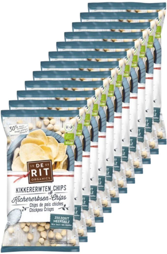De Rit | Kikkererwtenchips | Zeezout | 12 stuks | 12 x 75g