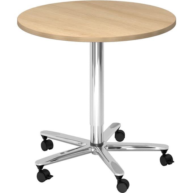 BISTRO 80R C - Systeem conferentietafel Chroom Eiken Ø 80