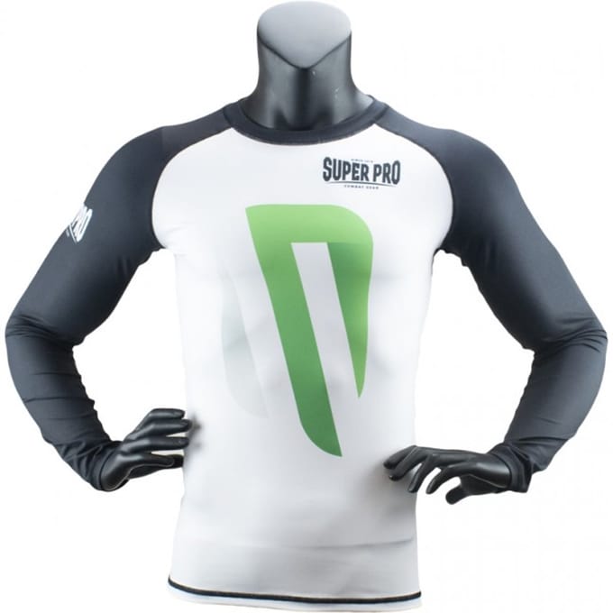 Super Pro Combat Gear Rashguard LongSleeve No Mercy Zwart/Groen/Zilver Medium