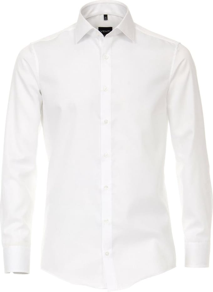 VENTI modern fit overhemd - twill - wit - Strijkvriendelijk - Boordmaat: 41