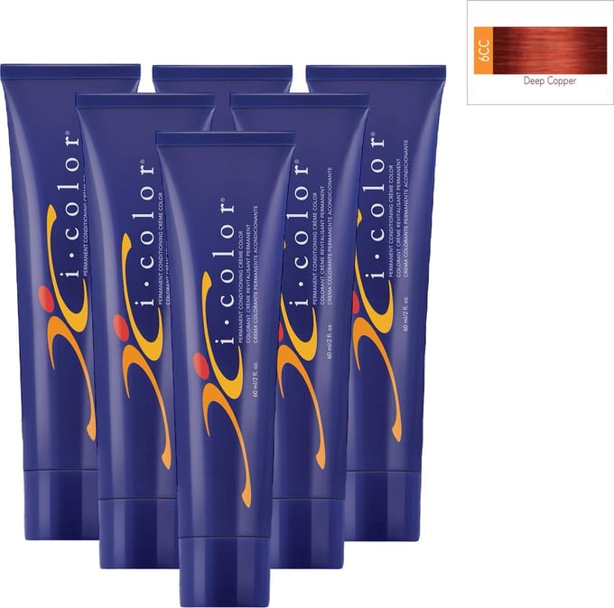 ISO i color Permanent Conditioning Crème Color 60ml 6CC( 6.44) Deep Copper x 6 tubes