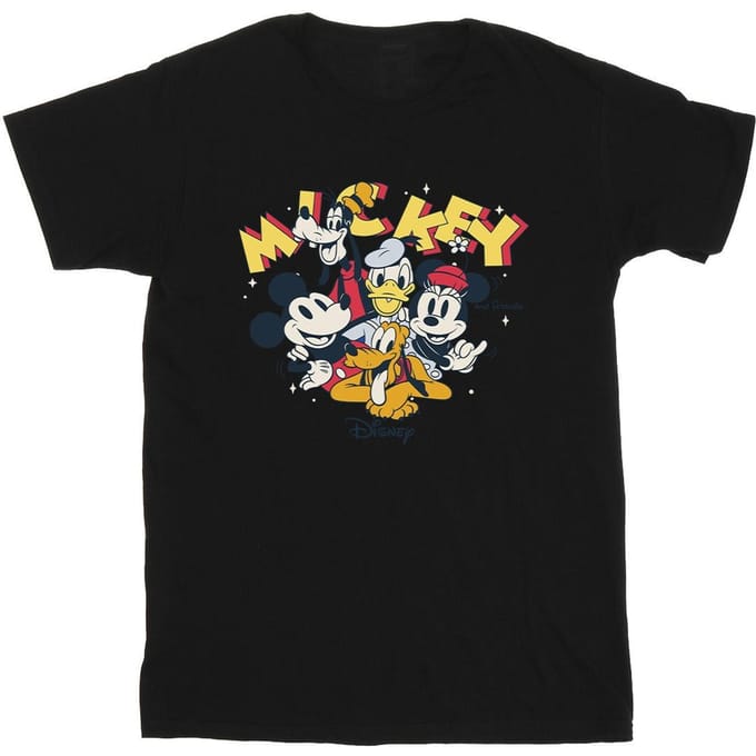 Disney Heren Mickey Mouse Groep T-Shirt (Zwart)