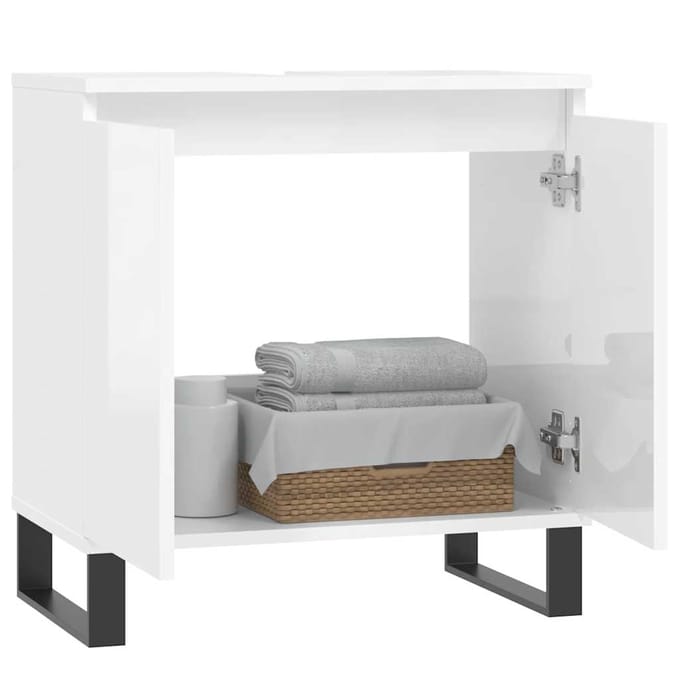 vidaXL - Badkamerkast - 58x33x60 - cm - bewerkt - hout - hoogglans - wit