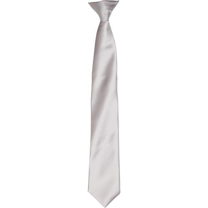 Premier Kleuren Heren Satin Clip Tie (Zilvergrijs)