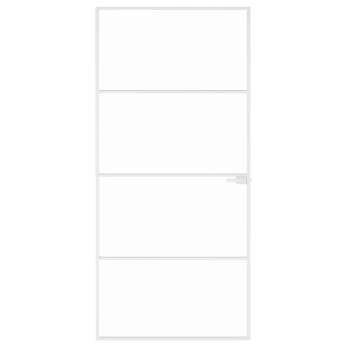 vidaXL - Binnendeur - 93x201,5 - cm - gehard - glas - en - aluminium - smal - wit