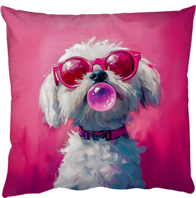 Sierkussens - Kussentjes Woonkamer - 60x60 cm - Pink - Hond - Bubbel