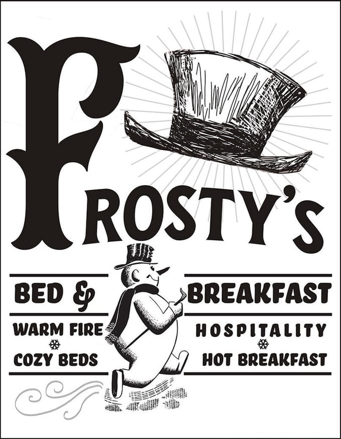 Frosty's Inn. Metalen wandbord 31,5 x 40,5 cm.