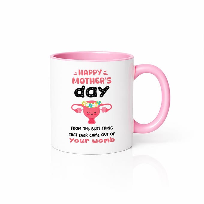 Roze Witte Moederdag Mok - Best Thing From Your Womb - Leuke Mok met Tekst