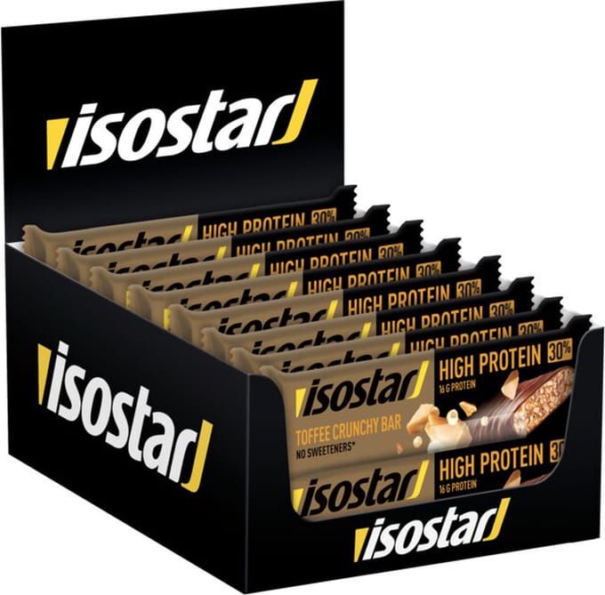 Isostar High Protein - Eiwitreep voor krachtsport - Toffee Crunchy - 16 x 56 gr