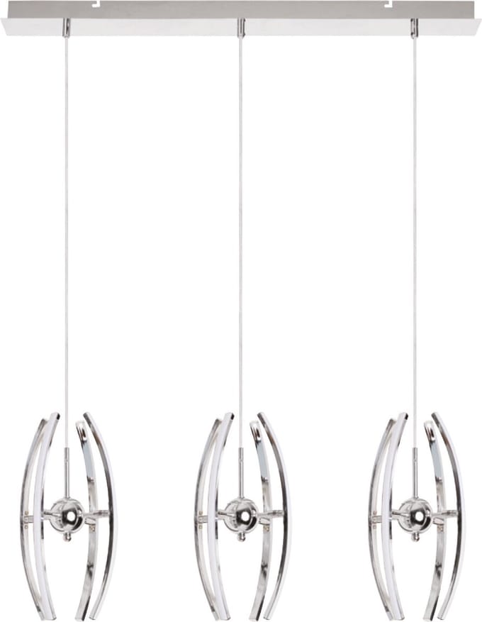 LED Hanglamp - Hangverlichting - Optra - 36W - Natuurlijk Wit 4000K - 3-lichts - Mat Chroom - Aluminium