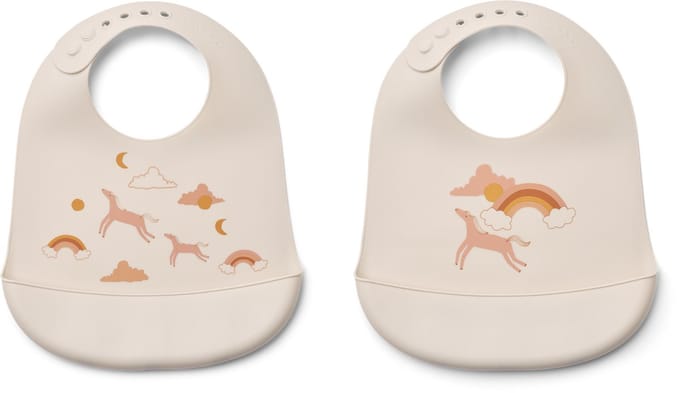 Liewood Tilda slabbetjes met print (2 stuks) - Droom / Ecru