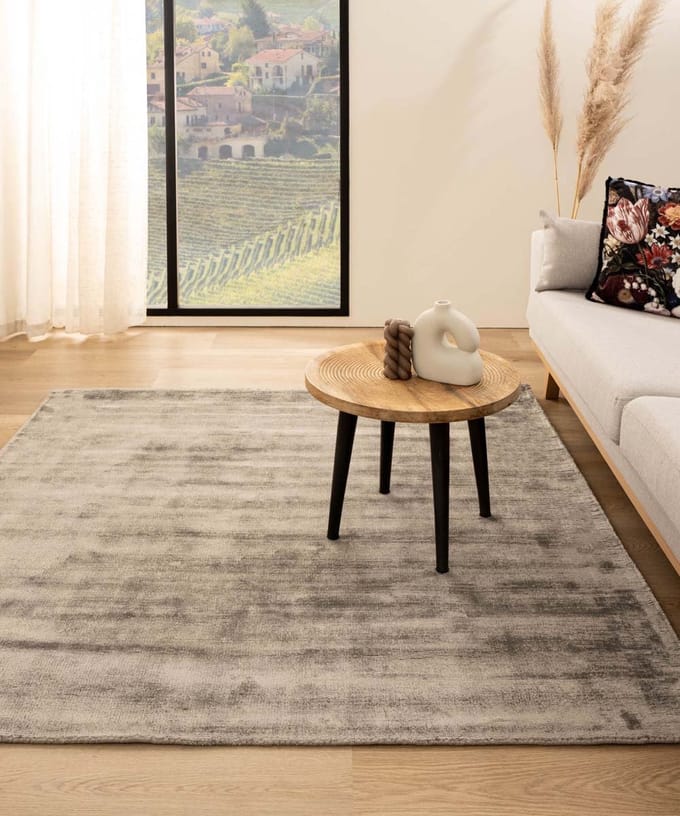 Viscose vloerkleed vierkant - Glamour zilver 100x100