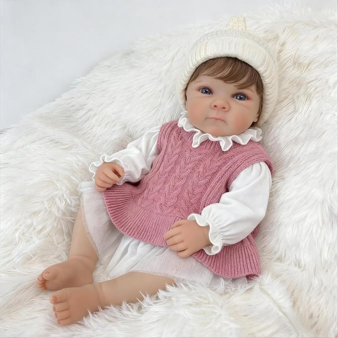 Babypop Siliconen - Reborn pop Levensecht - Kind Ontwikkeling - Anatomisch Correct - 18 inch - Wit Roze