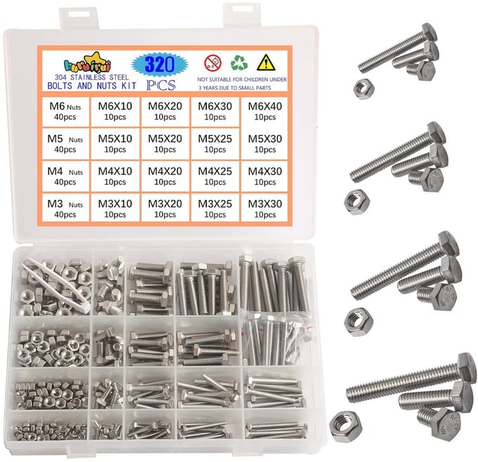 Schroevendraaierset M3 M4 M5 M6 Roestvrij Staal Zeskantschroeven en Moeren Set