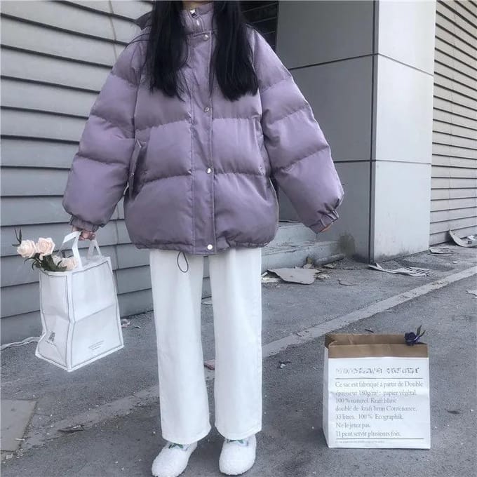 Winter Down Padded Jacket Dames Short Bread Coat Losse Dikker Student Padded Coat Dames XL beige