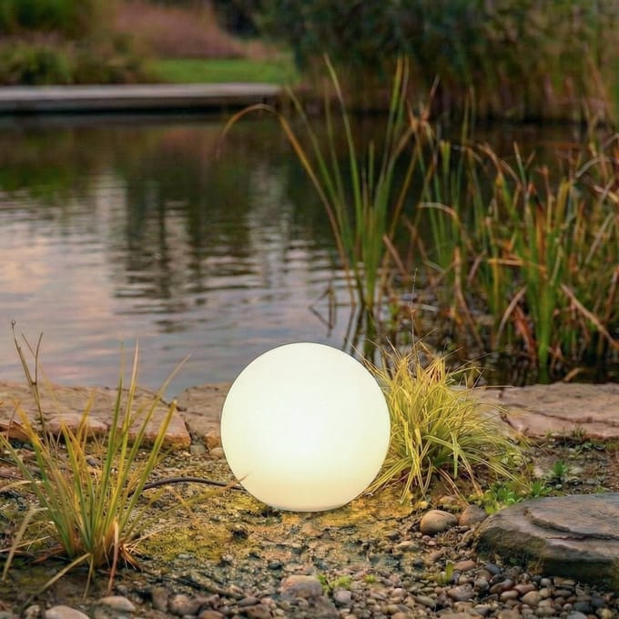 Lindby lichtbol Valyra, Ø 30 cm, IP54, grondpen