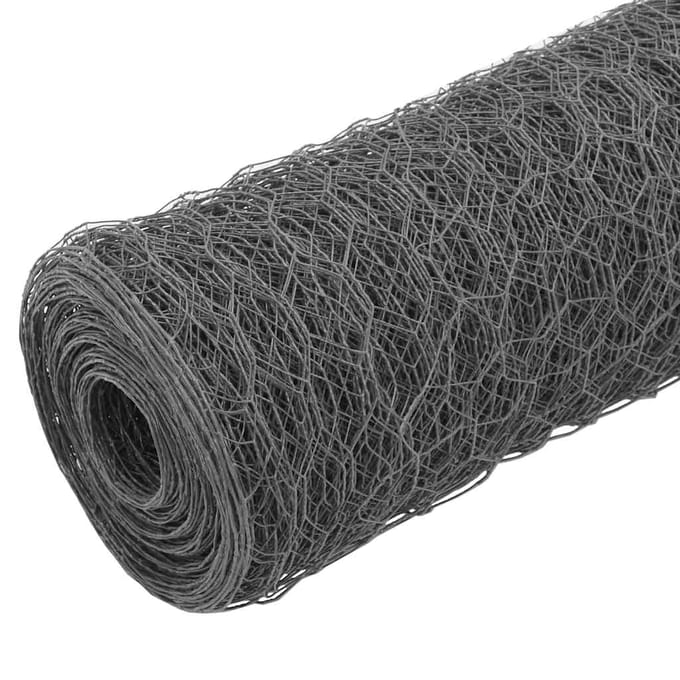 vidaXL - Kippengaas - 25x1,2 - m - staal - met - PVC - coating - grijs