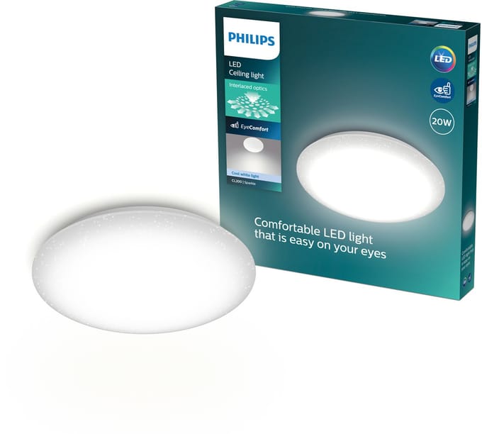 Philips Moire Plafondlamp - Glittereffect - Koelwit licht: 4000K - Diameter: 38 cm - 20W - Rond - Wit