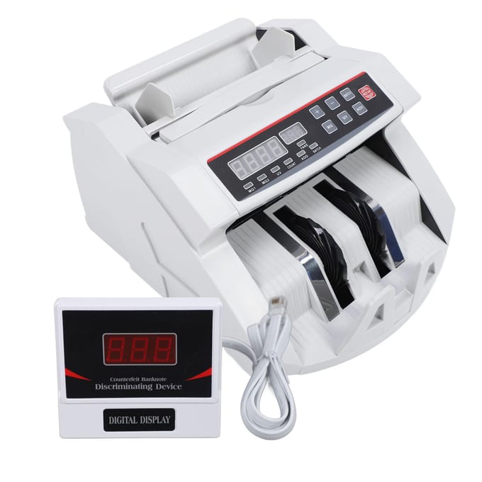 Valsgeld Detector Snelle Detectie Hoge Nauwkeurige Geldtelmachine met LED Display voor US Plug white