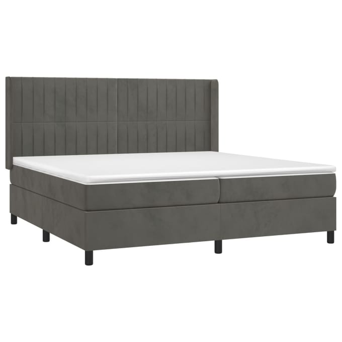 vidaXL - Boxspring - met - matras - fluweel - donkergrijs - 200x200 - cm