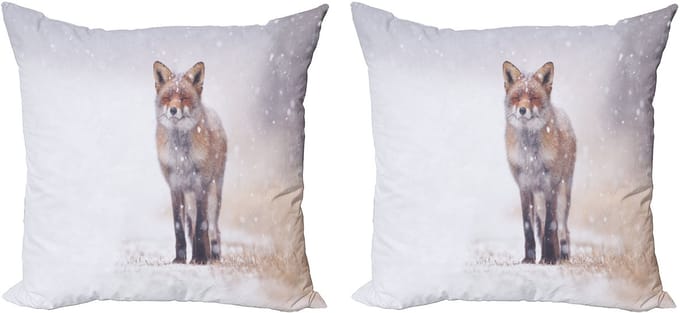 ABAKUHAUS Vos Decoratiekussen – Kussenhoes 2-pack – Bruin-Wit