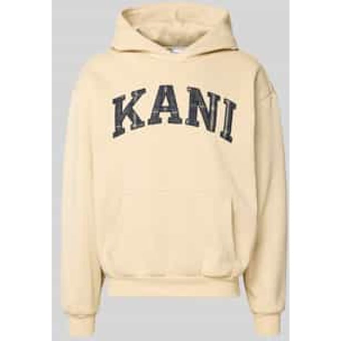 Hoodie met labelstitching en kangoeroezak
